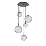 Gaia Round Pendant Chandelier 5 Lights Matte Black Clear By Hammerton