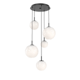 Gaia Round Pendant Chandelier 5 Lights Matte Black Opal White By Hammerton