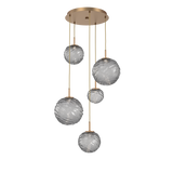 Gaia Round Pendant Chandelier 5 Lights Novel Brass Smoke By Hammerton