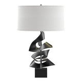 Gallery Twofold Table Lamp in Black, Natural Anna Shade by Hubbardton Forge