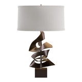 Gallery Twofold Table Lamp in Bronze, Flax Shade by Hubbardton Forge