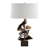 Gallery Twofold Table Lamp in Bronze, Natural Anna Shade by Hubbardton Forge