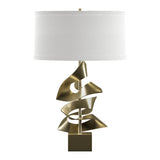 Gallery Twofold Table Lamp in Modern Brass, Natural Anna Shade by Hubbardton Forge