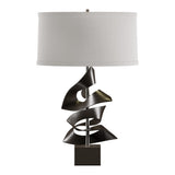 Gallery Twofold Table Lamp in Oil Rubbed Bronze, Flax Shade by Hubbardton Forge