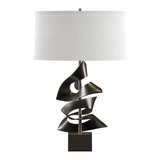 Gallery Twofold Table Lamp in Oil Rubbed Bronze, Natural Anna Shade by Hubbardton Forge
