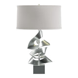 Gallery Twofold Table Lamp in Vintage Platinum, Flax Shade by Hubbardton Forge