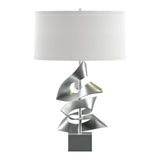 Gallery Twofold Table Lamp in Vintage Platinum, Natural Anna Shade by Hubbardton Forge