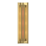 Gallery Wall Sconce in Modern Brass, Red Glass by Hubbardton Forge