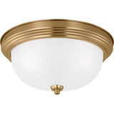Geary Flushmount — 14.5 Inch, Satin Brass with Satin Etched Glass