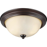 Geary LED Flushmount — Bronze with Amber Scavo Glass