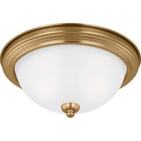 Geary LED Flushmount — Satin Brass with Satin Etched Glass