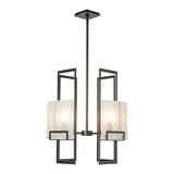 Geo Pendant 4 Light, shown in Oil Rubbed Bronze, Frosted Glass, by Hubbardton Forge