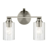 Gioe Vanity Light 2-Light in Brushed Nickel with Clear Fluted Glass