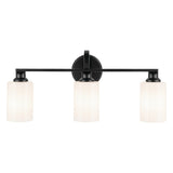 Gioe Vanity Light 3-Light in Black with White Glass