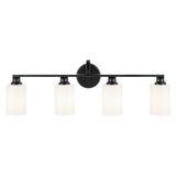 Gioe Vanity Light 4-Light in Black with White Glass
