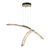 Glissade Double LED Pendant, shown in Modern Brass, by Hubbardton Forge