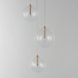 Global 3 Light LED Pendant Natural Aged Brass By ET2 Detailed View