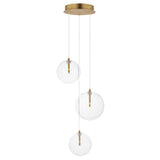 Global 3 Light LED Pendant Natural Aged Brass By ET2