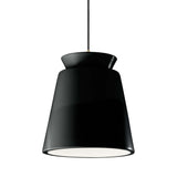 Gloss Black Black Cord Trapezoid Tall Ceramic Pendant by Justice Design