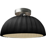 Gloss Black Brushed Nickel Ceramic Pleated Dome Semi-Flush by Justice Design