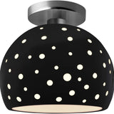 Gloss Black Brushed Nickel Perforated Medium Globe Semi- Flush by Justice Design