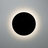 Gloss Black Small Ceramic Round Backlit Color Temperature Selectable LED Wall Sconce by Justice Design