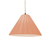 Gloss Blush-Beige Twisted Cord Short Fluted Ceramic Pendant by Justice Design