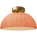 Gloss Blush Brushed Brass Ceramic Pleated Dome Semi-Flush by Justice Design