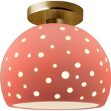 Gloss Blush Brushed Brass Perforated Medium Globe Semi- Flush by Justice Design