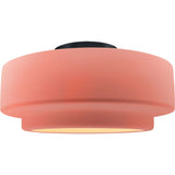 Gloss Blush Matte Black Ceramic Small Tier Semi-Flush by Justice Design