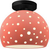 Gloss Blush Matte Black Perforated Medium Globe Semi- Flush by Justice Design