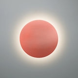 Gloss Blush Small Ceramic Round Backlit Color Temperature Selectable LED Wall Sconce by Justice Design