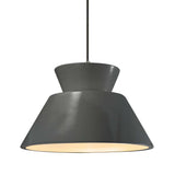 Gloss Gray Black Cord Trapezoid Medium Ceramic Pendant by Justice Design