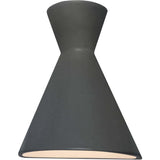Gloss Gray Ceramic Retro Led Wall Sconce-Open Top and Bottom by Justice Design