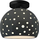 Gloss Gray Matte Black Perforated Small Globe Semi-Flush by Justice Design