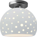 Gloss White Brushed Nickel Perforated Medium Globe Semi- Flush by Justice Design