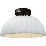 Gloss White Matte Black Ceramic Pleated Dome Semi-Flush by Justice Design