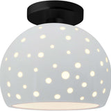 Gloss White Matte Black Perforated Medium Globe Semi- Flush by Justice Design