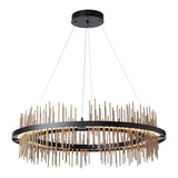 Gossamer Circular LED Pendant, shown in Black, Soft Gold, by Hubbardton Forge