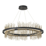 Gossamer Circular LED Pendant in Black, Soft Gold by Hubbardton Forge