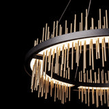 Gossamer Circular LED Pendant detail in Black, Soft Gold, by Hubbardton Forge