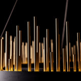 Gossamer Circular LED Pendant detail in Black, Soft Gold, by Hubbardton Forge