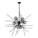 Griffin Starburst Pendant, shown in Black, Cool Grey Glass, by Hubbardton Forge