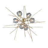 Griffin Starburst Pendant in Modern Brass, Cool Grey Glass by Hubbardton Forge
