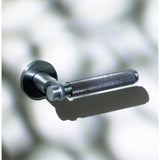 Gryps Door Lever in Satin Chrome lifestyle view by Colombo Design