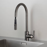 Gun Metal Cross Kitchen Faucet-Pull-Out With Dual Spray by Buster and Punch