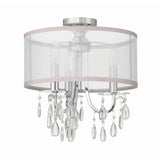 Hampton Silk-Shade Crystal Chandelier 14'' Polished Chrome