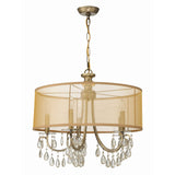 Hampton Silk-Shade Crystal Chandelier 24'' Antique Brass