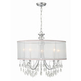 Hampton Silk-Shade Crystal Chandelier 24'' Polished Chrome