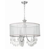 Hampton Silk-Shade Crystal Chandelier 24'' Polished Chrome
